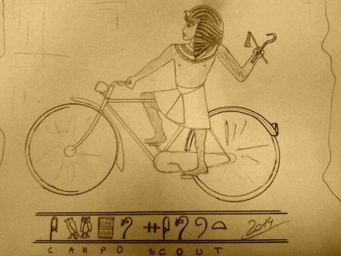 disegno faraone in bicicletta